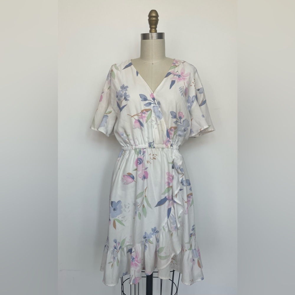 Floral Faux Wrap Mini Dress